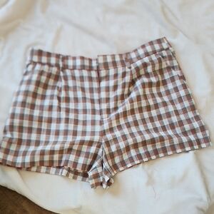 Nine West Checkered Women's Shorts - Brown and White